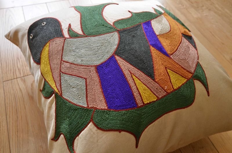 画像1: スザーニ&シマシマクッションカバー約50×50cm(中材付き)