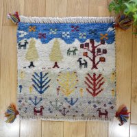 カシュクリ/座布団サイズ・四角38×40cm（フリンジ・ボンボリあり）