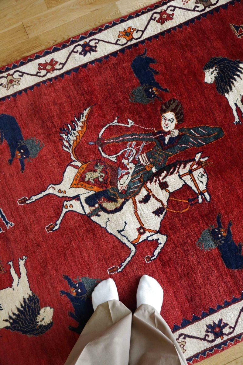 画像1: オールドギャッベ（ライオン）217×140cm