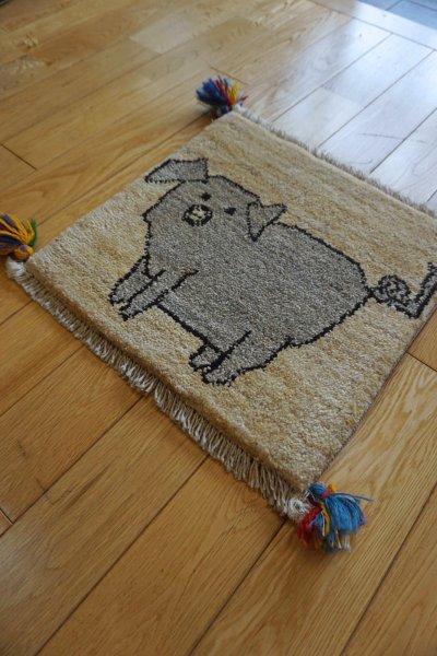 画像4: ギャッベ/座布団サイズ40×41cm（フリンジ・ボンボリあり）