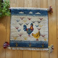 ギャッベ/座布団サイズ40×42cm（フリンジ・ボンボリあり）