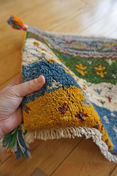 画像6: ギャッベ/座布団サイズ40×41cm（フリンジ・ボンボリあり）