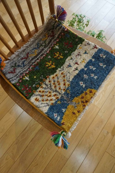 画像7: ギャッベ/座布団サイズ40×41cm（フリンジ・ボンボリあり）