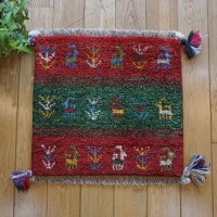 ギャッベ/座布団サイズ38×42cm（フリンジ・ボンボリあり）
