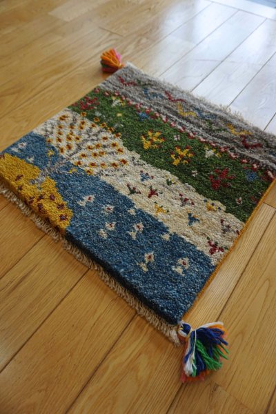 画像4: ギャッベ/座布団サイズ40×41cm（フリンジ・ボンボリあり）