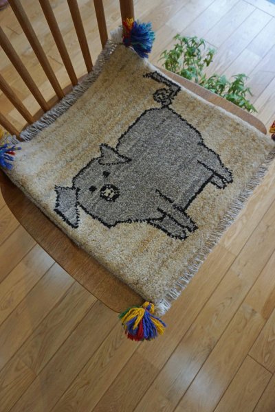 画像7: ギャッベ/座布団サイズ40×41cm（フリンジ・ボンボリあり）