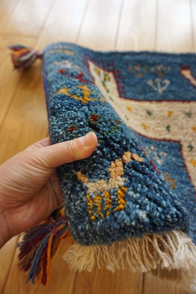 画像6: ギャッベ/座布団サイズ40×41cm（フリンジ・ボンボリあり）