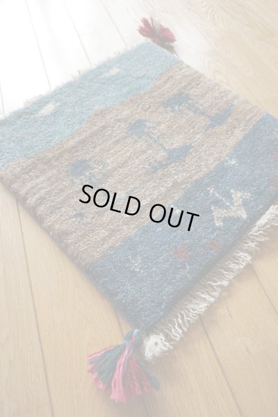 画像2: ギャッベ/座布団サイズ40×41cm（フリンジ・ボンボリあり）