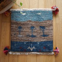 ギャッベ/座布団サイズ40×41cm（フリンジ・ボンボリあり）