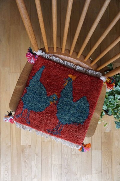 画像6: ギャッベ/座布団サイズ38×40cm（フリンジ・ボンボリあり）