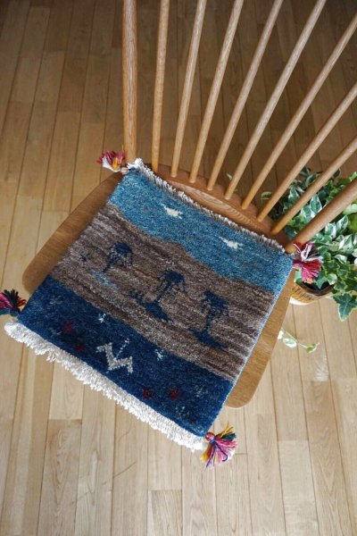 画像6: ギャッベ/座布団サイズ40×41cm（フリンジ・ボンボリあり）