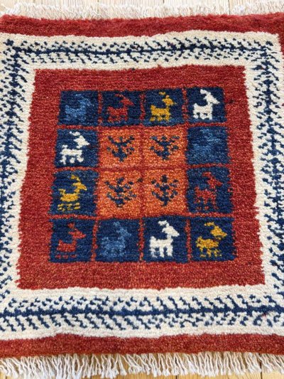 画像2: ギャッベ/座布団サイズ40×40cm（フリンジ・ボンボリあり）