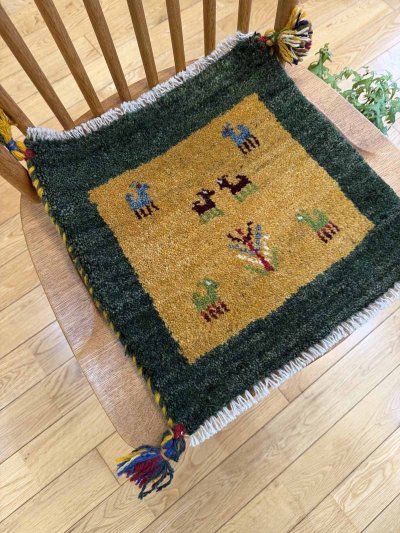 画像6: ギャッベ/座布団サイズ38×39cm（フリンジ・ボンボリあり）