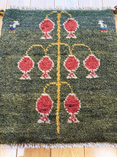 画像2: ギャッベ/座布団サイズ42×39cm（フリンジ・ボンボリあり）