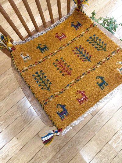 画像6: ギャッベ/座布団サイズ40×43cm（フリンジ・ボンボリあり）