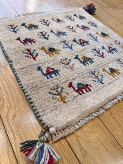 画像3: ギャッベ/座布団サイズ42×44cm（フリンジ・ボンボリあり）