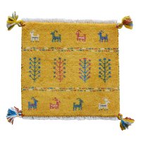ギャッベ/座布団サイズ40×43cm（フリンジ・ボンボリあり）