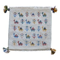 ギャッベ/座布団サイズ42×44cm（フリンジ・ボンボリあり）