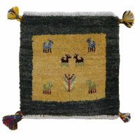ギャッベ/座布団サイズ38×39cm（フリンジ・ボンボリあり）