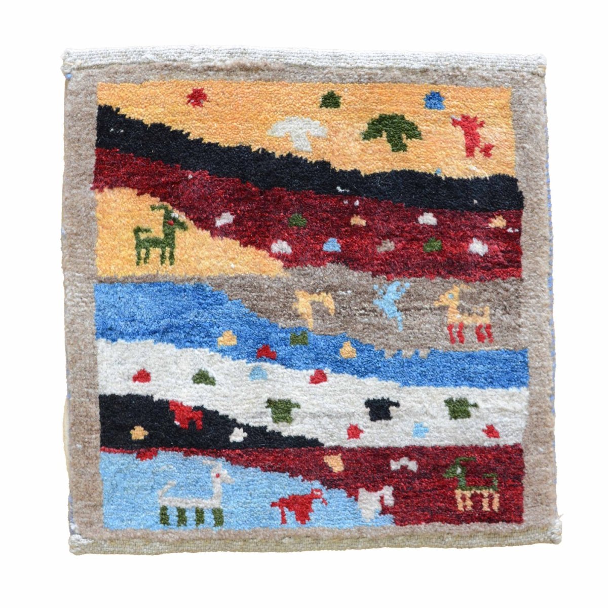 画像1: カシュクリ/座布団サイズ・四角39×38cm(フリンジなし) (1)