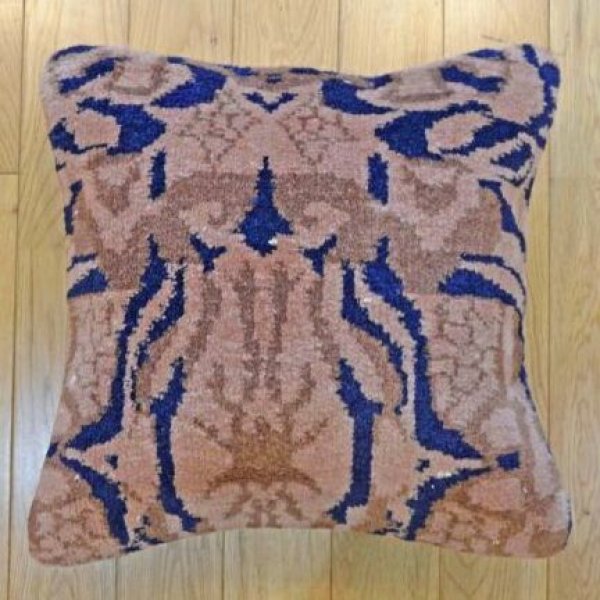 画像1: アンティーク絨毯クッションカバー 40×40cm  (1)