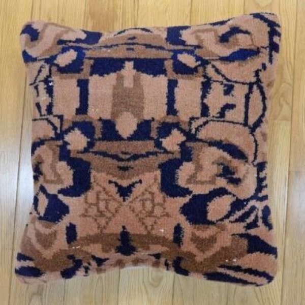 画像1: アンティーク絨毯クッションカバー 40×40cm  (1)