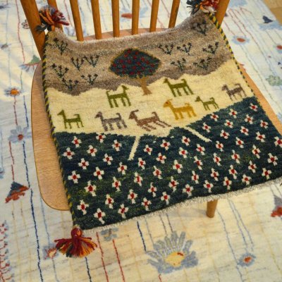画像3: カシュクリ/座布団サイズ・四角42×43cm（フリンジ・ボンボリあり）
