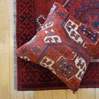 オレンジ色　アンティーク絨毯クッションカバー アンティーク絨毯クッションカバー 40×40cm - abraj（ア