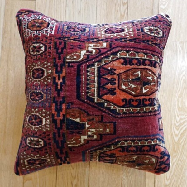 画像2: アンティーク絨毯クッションカバー 40×40cm  (2)