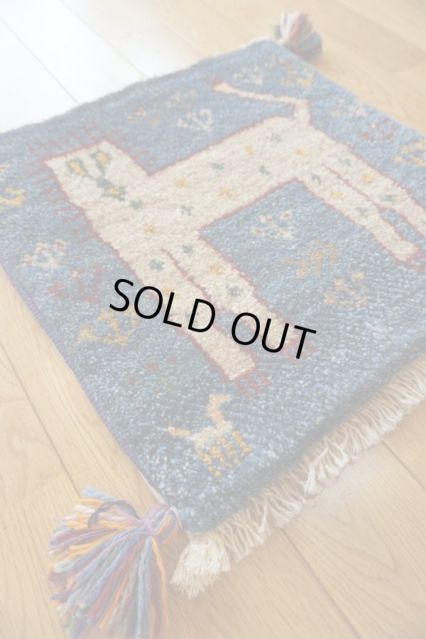 画像2: ギャッベ/座布団サイズ40×41cm（フリンジ・ボンボリあり） (2)