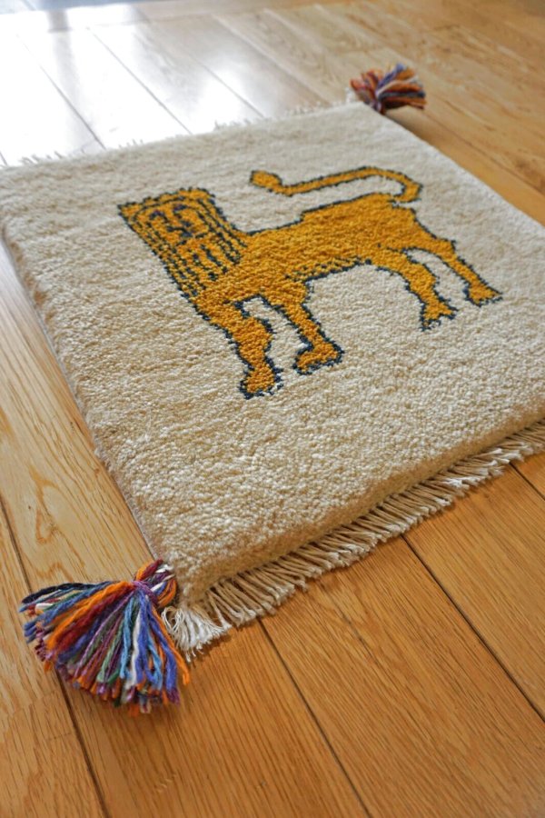 画像2: ギャッベ/座布団サイズ40×41cm（フリンジ・ボンボリあり） (2)