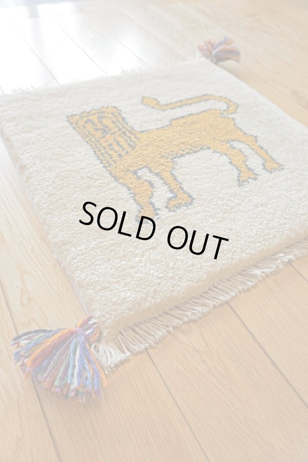 画像2: ギャッベ/座布団サイズ40×41cm（フリンジ・ボンボリあり） (2)