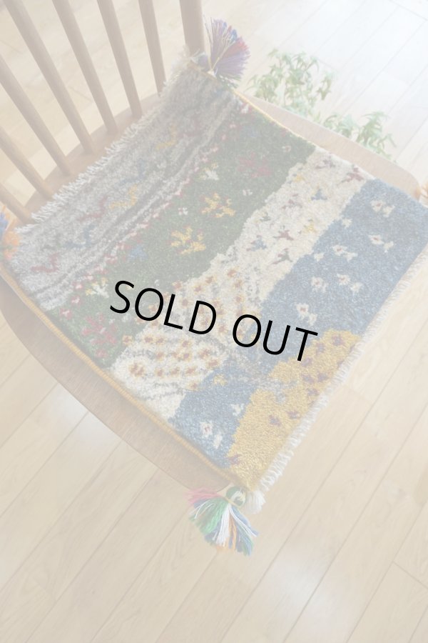 画像7: ギャッベ/座布団サイズ40×41cm（フリンジ・ボンボリあり） (7)