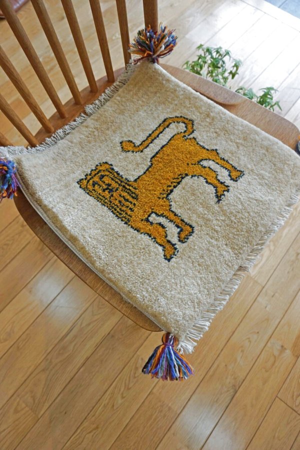 画像7: ギャッベ/座布団サイズ40×41cm（フリンジ・ボンボリあり） (7)