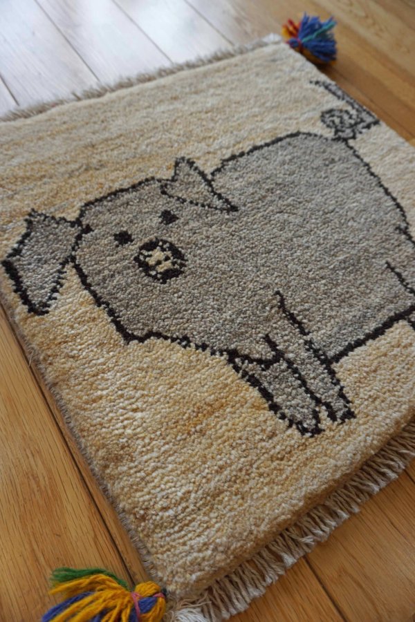 画像2: ギャッベ/座布団サイズ40×41cm（フリンジ・ボンボリあり） (2)