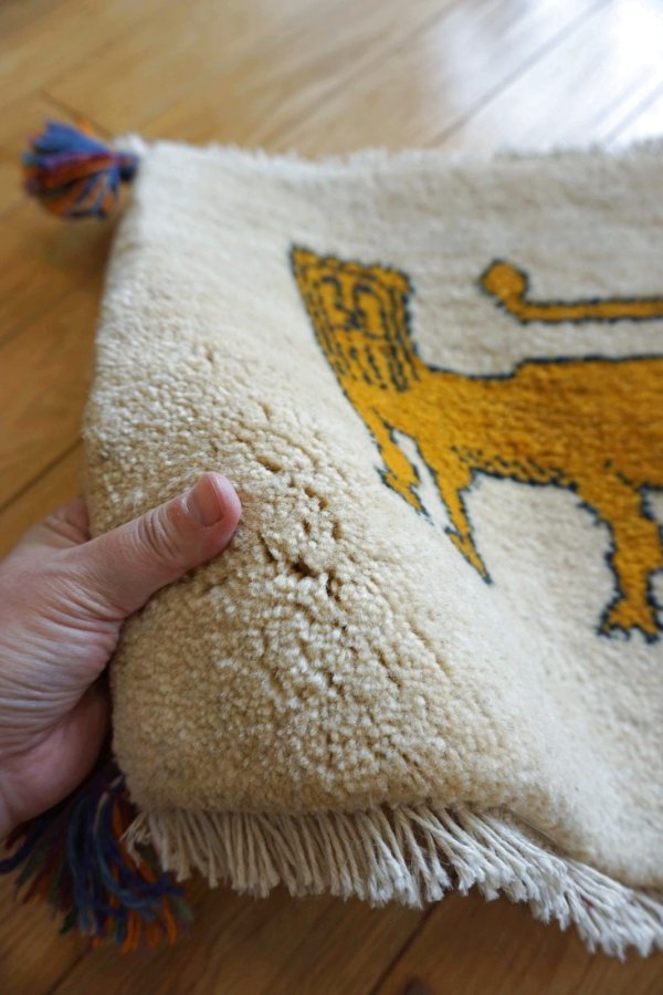 画像6: ギャッベ/座布団サイズ40×41cm（フリンジ・ボンボリあり） (6)