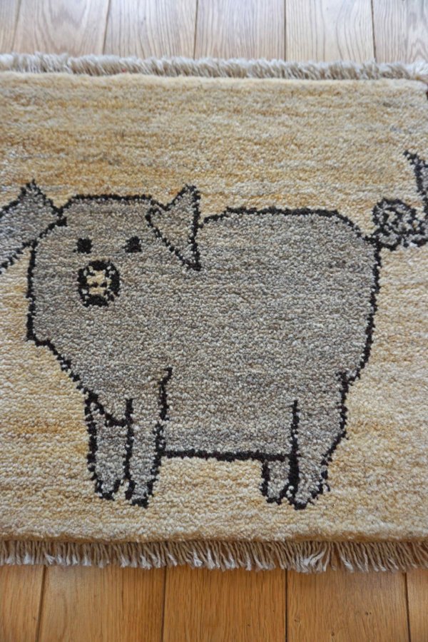 画像3: ギャッベ/座布団サイズ40×41cm（フリンジ・ボンボリあり） (3)