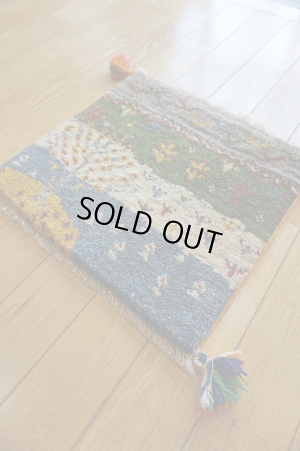 画像4: ギャッベ/座布団サイズ40×41cm（フリンジ・ボンボリあり） (4)