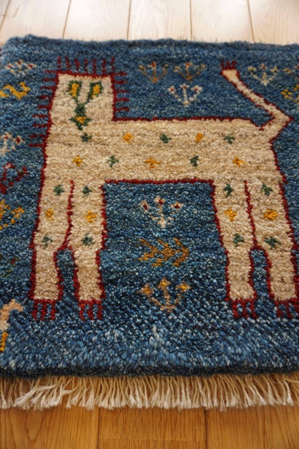 画像3: ギャッベ/座布団サイズ40×41cm（フリンジ・ボンボリあり） (3)