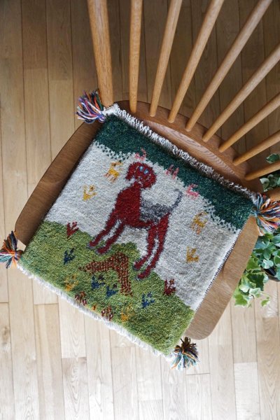 画像3: ギャッベ/座布団サイズ38×39cm(フリンジ・ボンボリあり)