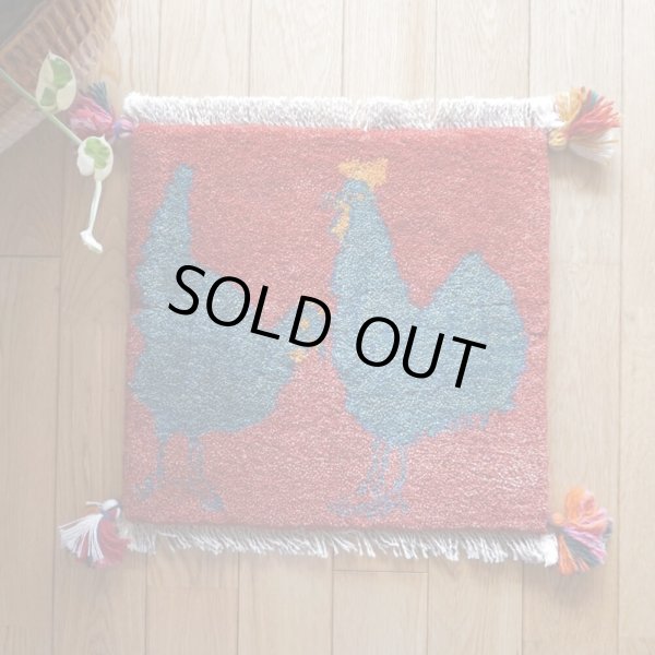 画像1: ギャッベ/座布団サイズ38×40cm（フリンジ・ボンボリあり） (1)