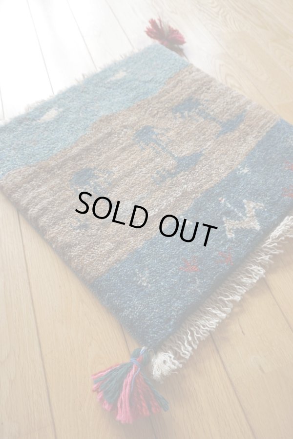 画像2: ギャッベ/座布団サイズ40×41cm（フリンジ・ボンボリあり） (2)