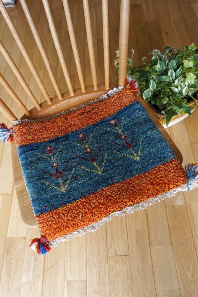 画像3: ギャッベ/座布団サイズ37×44cm(フリンジ・ボンボリあり)