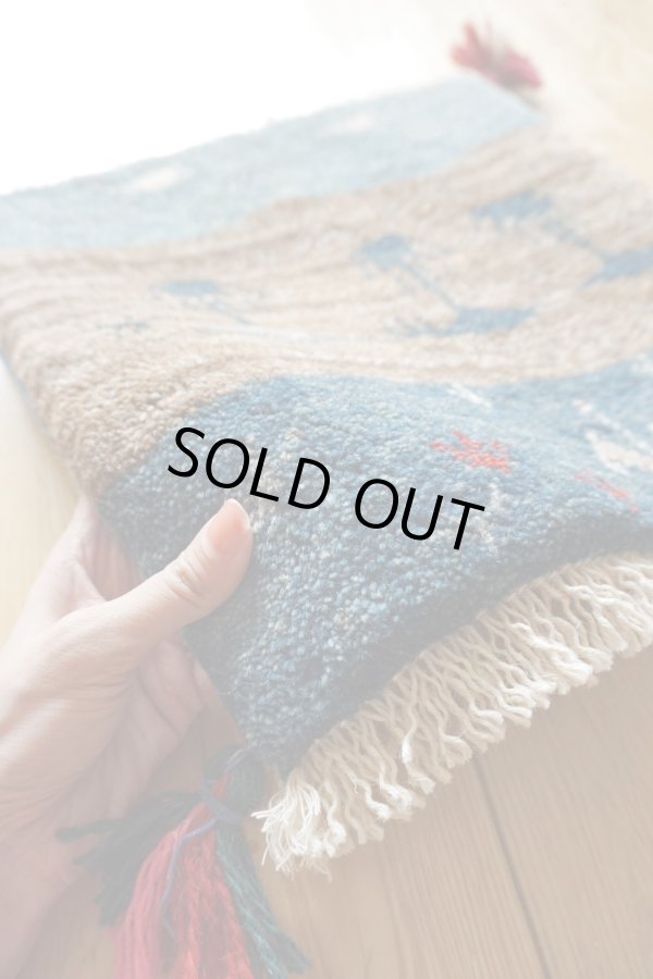 画像3: ギャッベ/座布団サイズ40×41cm（フリンジ・ボンボリあり） (3)