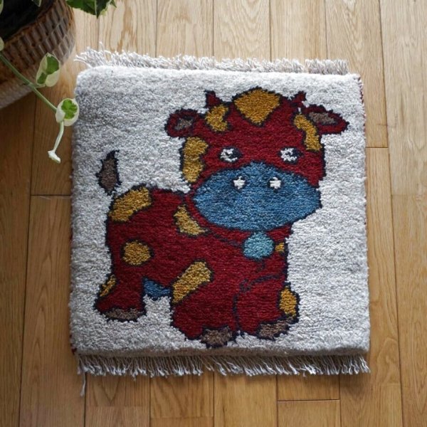 画像1: ギャッベ/座布団サイズ42×43cm（ボンボリなし） (1)