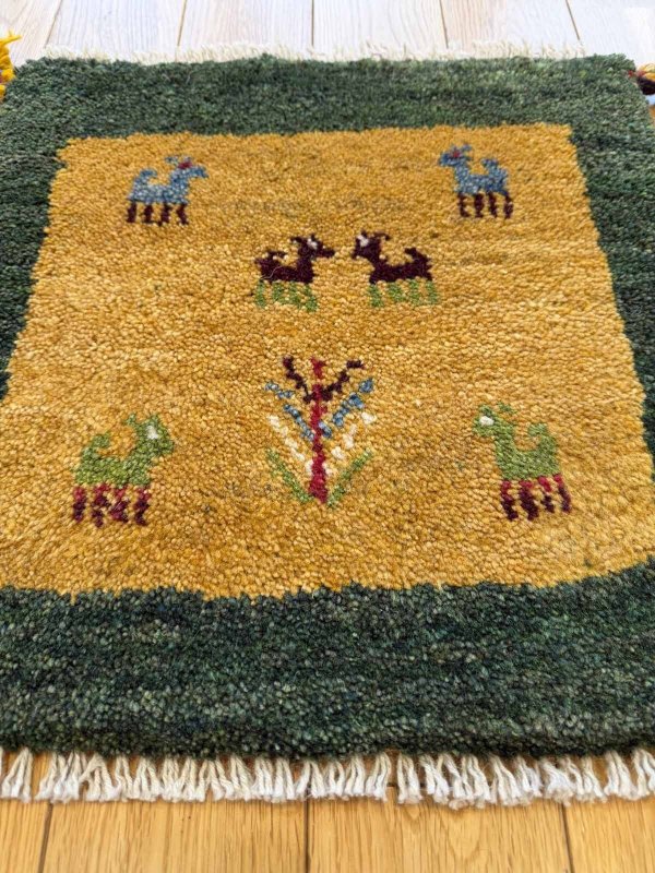 画像2: ギャッベ/座布団サイズ38×39cm（フリンジ・ボンボリあり） (2)