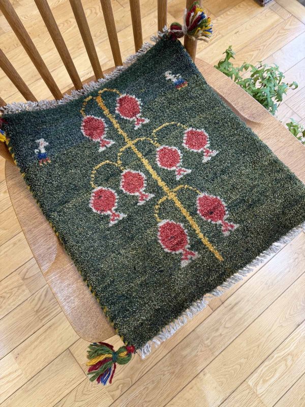 画像6: ギャッベ/座布団サイズ42×39cm（フリンジ・ボンボリあり） (6)