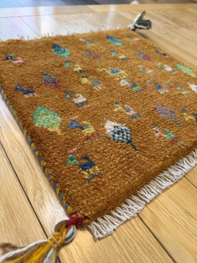 画像1: ギャッベ/座布団サイズ39×41cm(フリンジ・ボンボリあり)