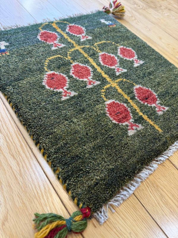 画像3: ギャッベ/座布団サイズ42×39cm（フリンジ・ボンボリあり） (3)