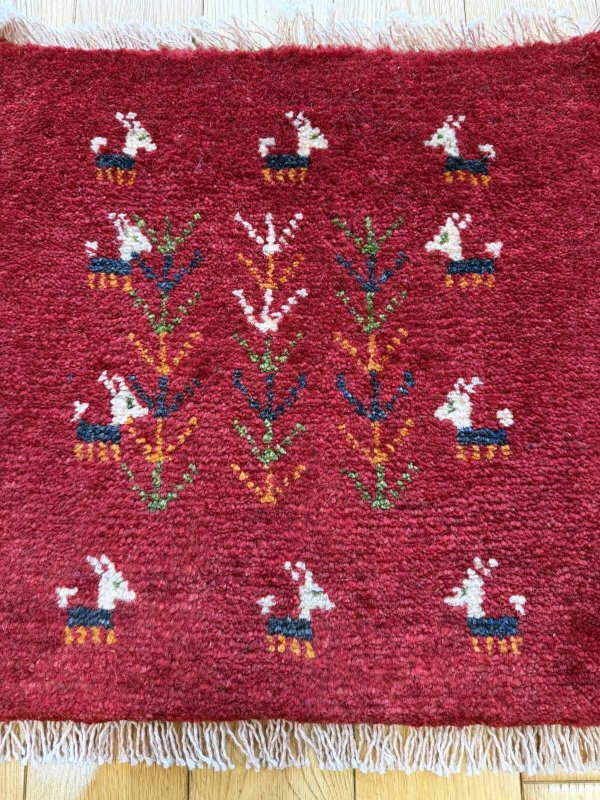 画像2: ギャッベ/座布団サイズ40×41cm（フリンジ・ボンボリあり） (2)